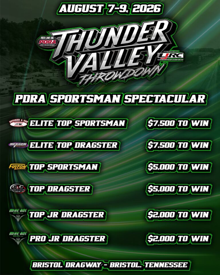 bristol dragway to host pdra sportsman spectacular as part of pdra Experience PDRA Sportsman Spectacular at Bristol Dragway’s Thunder Valley Throwdown