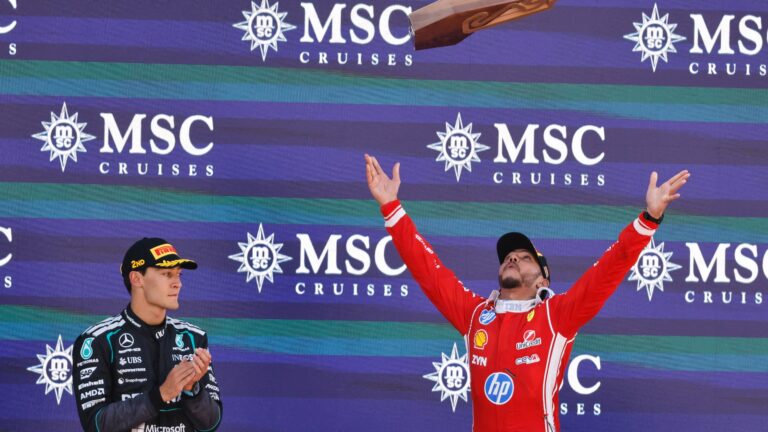 hamilton celebrates 1st victory with ferrari after winning 2 Lewis Hamilton Shares Police Encounter After Triumphant Ferrari Comeback