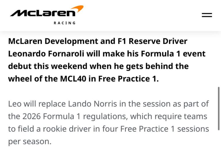 leo fornaroli will be replacing lando for fp1 at barcelona Herta’s Exciting F1 Debut and All Rookie Action at Barcelona Practice