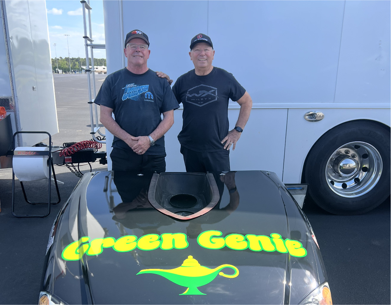 allen johnson to drive green genie mountain motor pro stock car Mike Coughlin Takes Green Genie MMPS Car to Night Race Under Fire