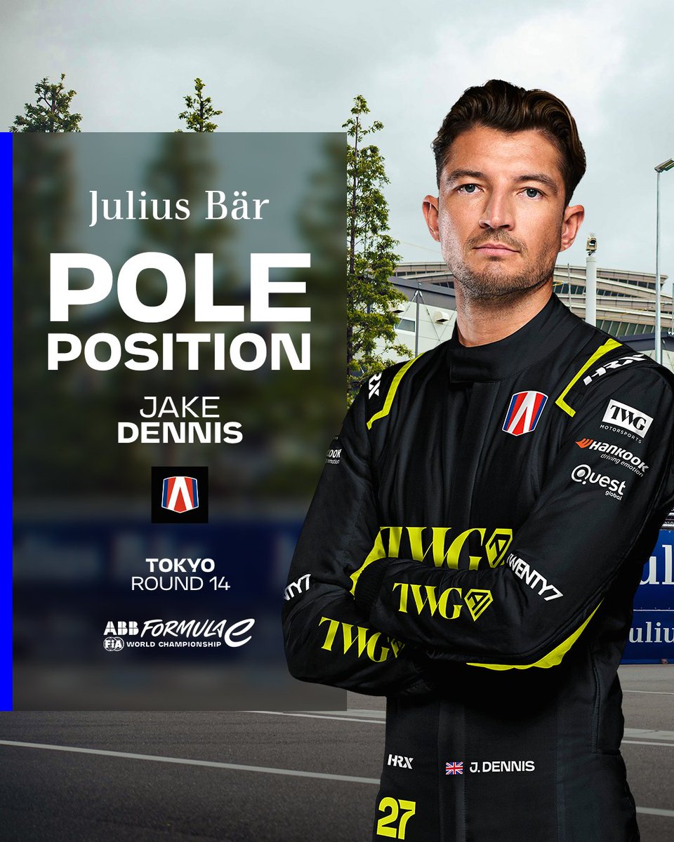 dennis on pole for round 14 jake dennis takes julius baer pole Shock for Formula E Favorites as Jake Dennis Secures Tokyo Pole