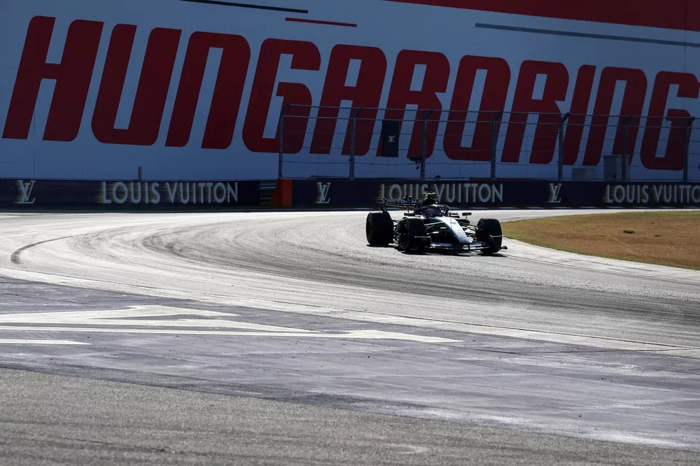 Hungaroring workers repair damaged track surface overnight