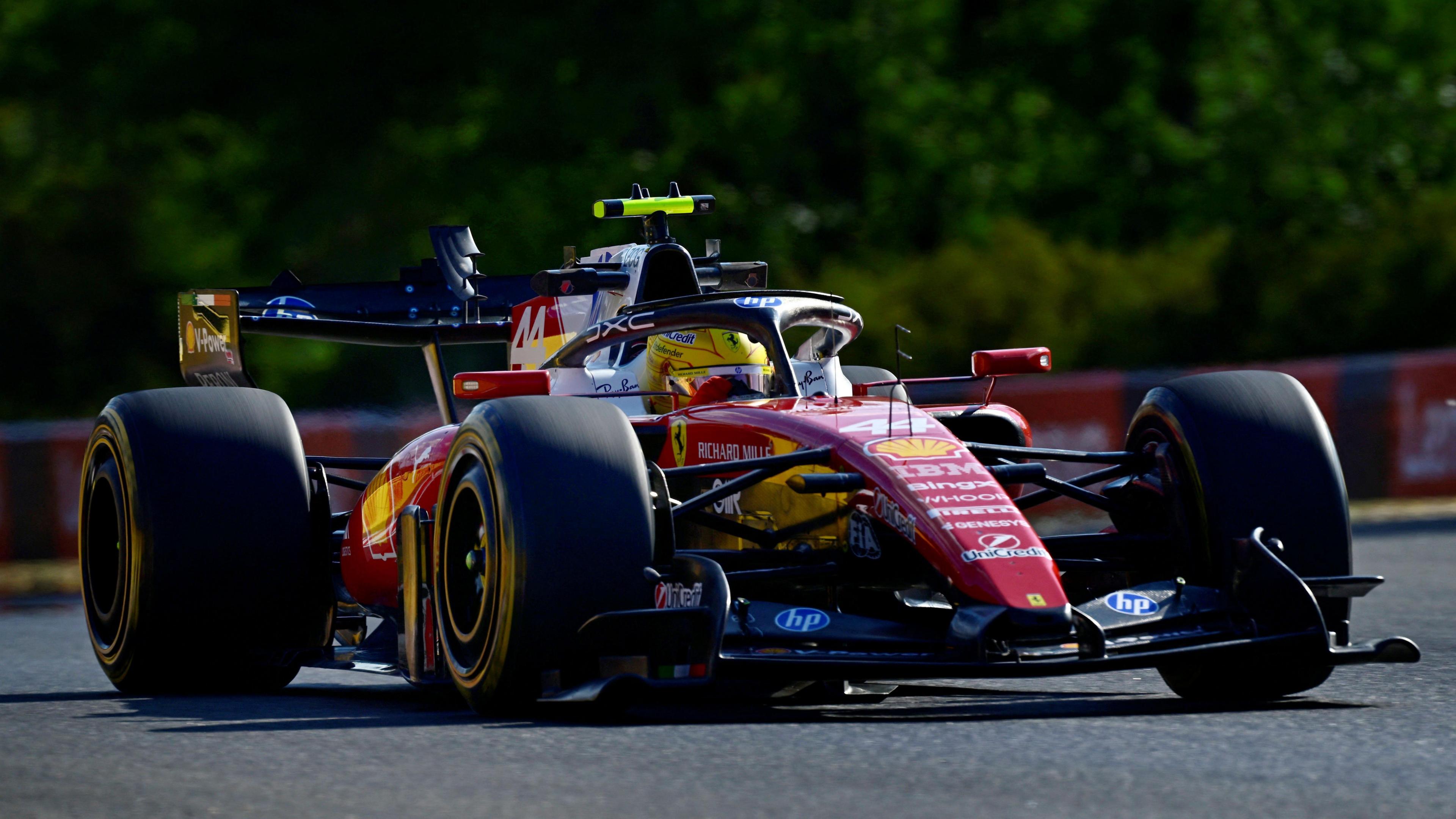 Lewis Hamilton leads Charles Leclerc during Hungarian Grand Prix practice