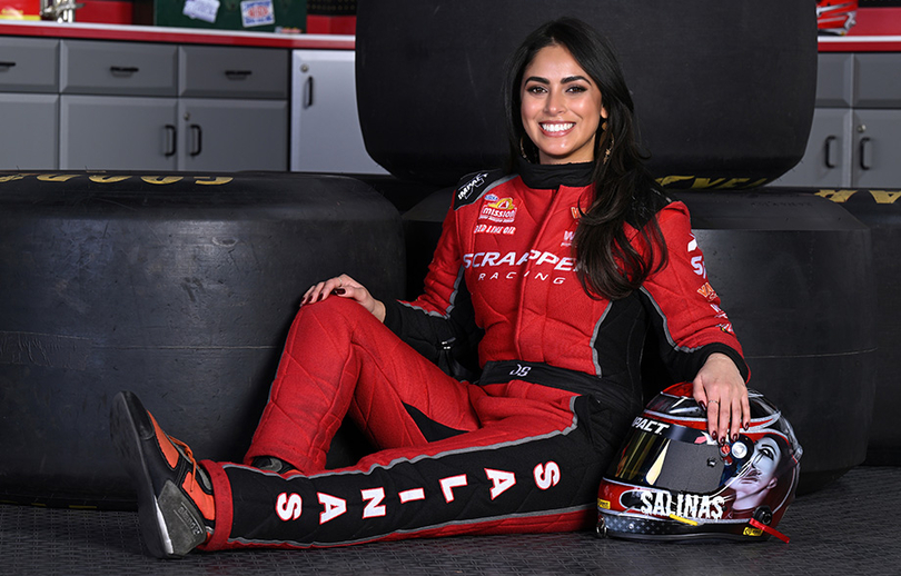 Jasmine Salinas and the Scrappers Racing Top Fuel dragster during qualifying at Pacific Raceways