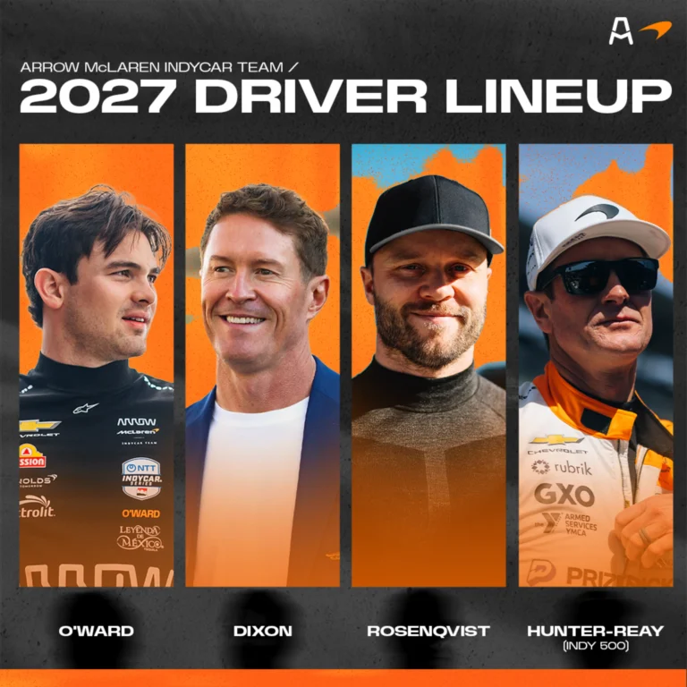 arrow mclaren announces lineup for 2027 season with scott dixon Scott Dixon to Race No. 6 and Felix Rosenqvist No. 7 with Arrow McLaren