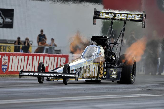 Tony Schumacher, Indy’s Top Winner, Eyes Big Turnaround at Cornwell NHRA U.S. Nationals 3 Tony Schumacher celebrates a record-setting victory at the NHRA U.S. Nationals